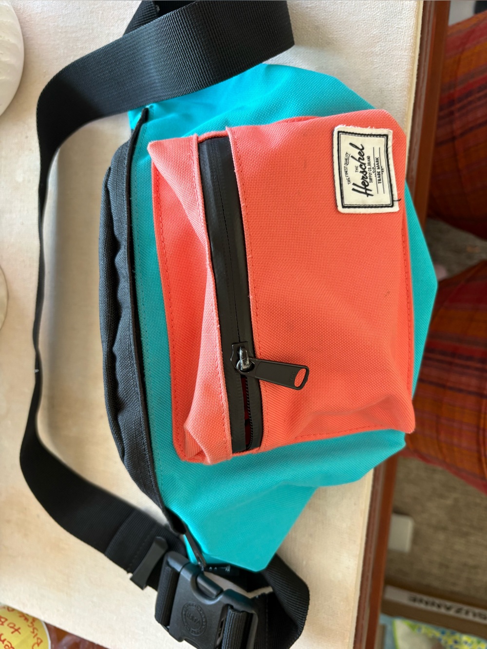 Herschel Supply  Teal and Coral  Waist Sling Bag